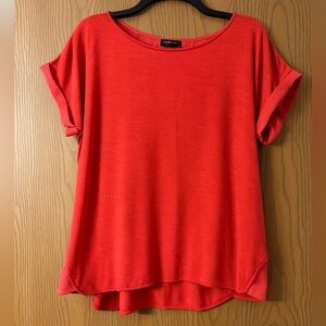 Like New The Limited Red-Orange Short Rolled Sleeve Blouse Size Large